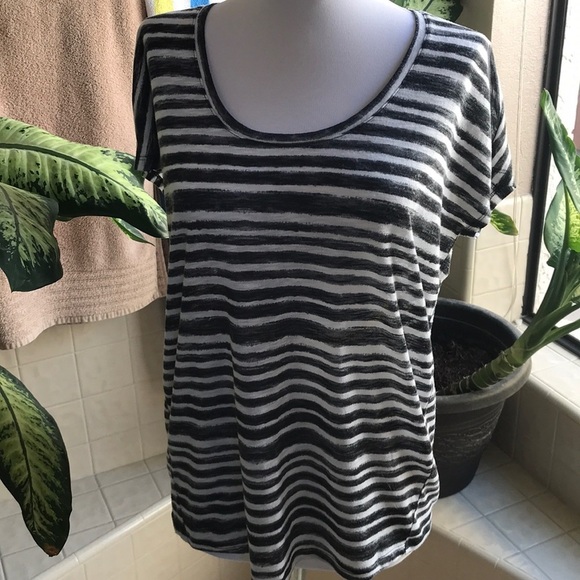 MNG Basics lightweight black and white striped tee - Picture 1 of 4